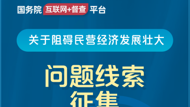 美女露出逼给你操国务院“互联网+督查”平台公开征集阻碍民营经济发展壮大问题线索